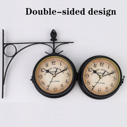 Vintage Outdoor Bracket Clock Garden Station Wall Clock Double Sided Clock