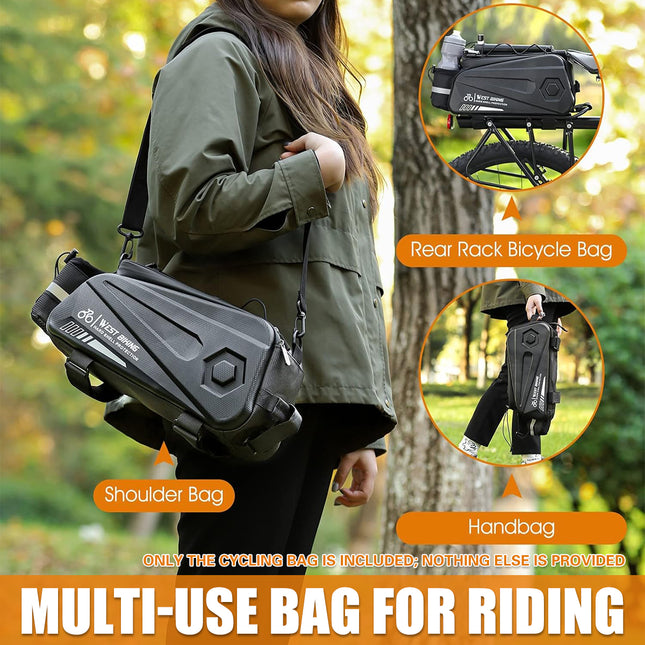 Bicycle Pannier Bag Hard Shell Large Capacity Waterproof for Cycling Touring Use