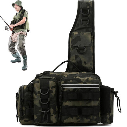 Tactical Fishing Backpack Large Capacity Outdoor Waist Chest Bag Camouflage