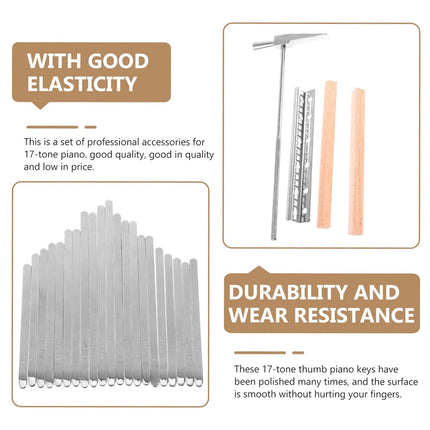 17-Tone Keyboard Set with Soundboard and Tuning Hammer for Musical Instrument