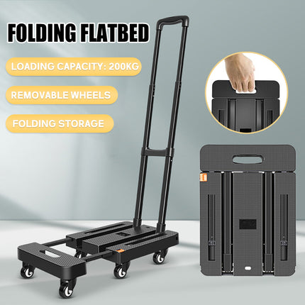 Foldable Trolley Cart Pull Rod Plastic Universal Wheel Shopping Carrier Use