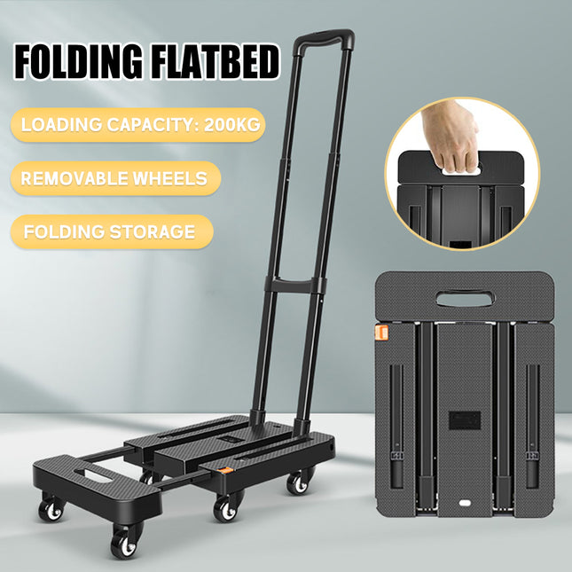 Foldable Trolley Cart Pull Rod Plastic Universal Wheel Shopping Carrier Use