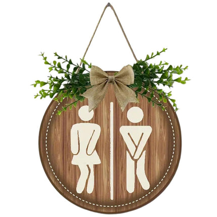 Wooden Toilet Signs Wall Hanging Gender Signage Decorative Bathroom Door Signs
