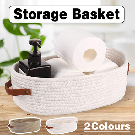 Oval Storage Basket with Handles Shelf Organiser Bin Laundry Toy Container