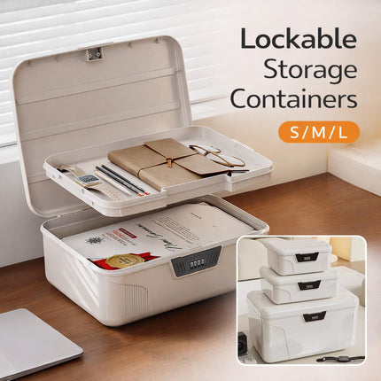 Large Lockable Storage Box With 4 Digit Combination Lock For A4 Documents Valuables