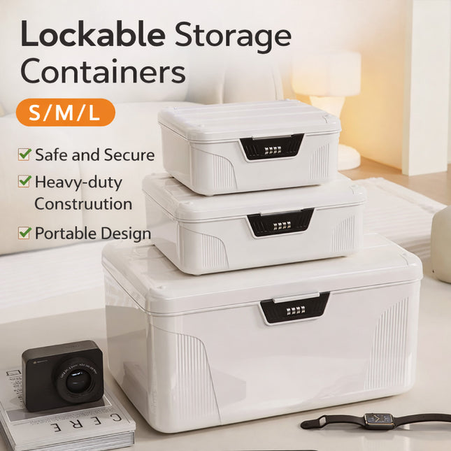 Large Lockable Storage Box With 4 Digit Combination Lock For A4 Documents Valuables