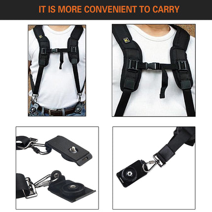 Professional Dual DSLR Camera Harness Adjustable Shoulder Sling Strap Belt