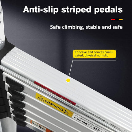 Retractable Ladder 320/380cm Aluminium Alloy Anti-Slip Striper Pedals Stable