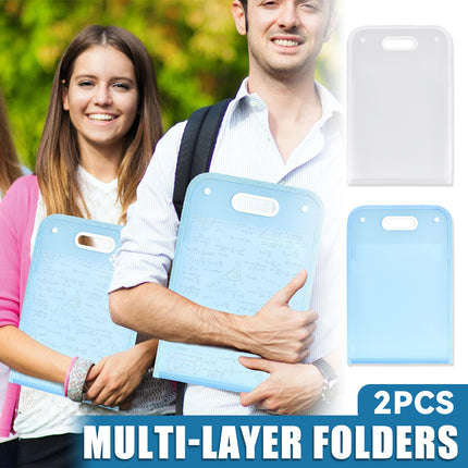 2PCS 13 Pocket A4 File Storage Bag Large Capacity Organizer Durable Documents