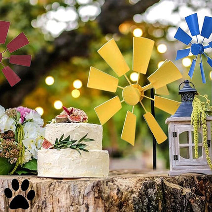 Metal Windmill Garden Decor Outdoor Yard Stake Ornament for Lawn Courtyard Park