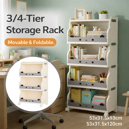 Multi Tier Movable Foldable Storage Rack Space Saving Easy Carry Practical