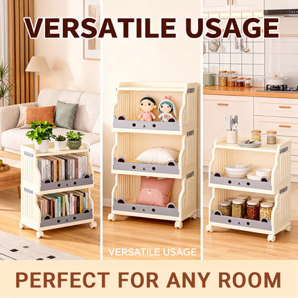 Multi Tier Movable Foldable Storage Rack Space Saving Easy Carry Practical