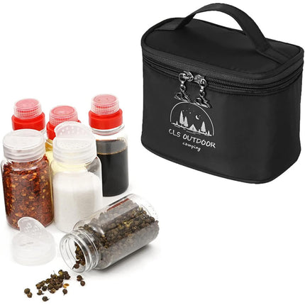 6pcs Mini Seasoning Bottle Set Portable Kitchen BBQ Camping Spice Container Box