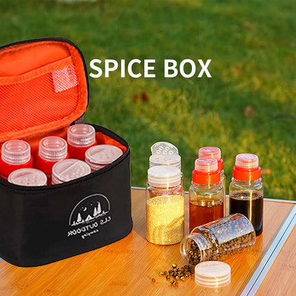 6pcs Mini Seasoning Bottle Set Portable Kitchen BBQ Camping Spice Container Box