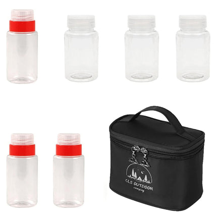 6pcs Mini Seasoning Bottle Set Portable Kitchen BBQ Camping Spice Container Box