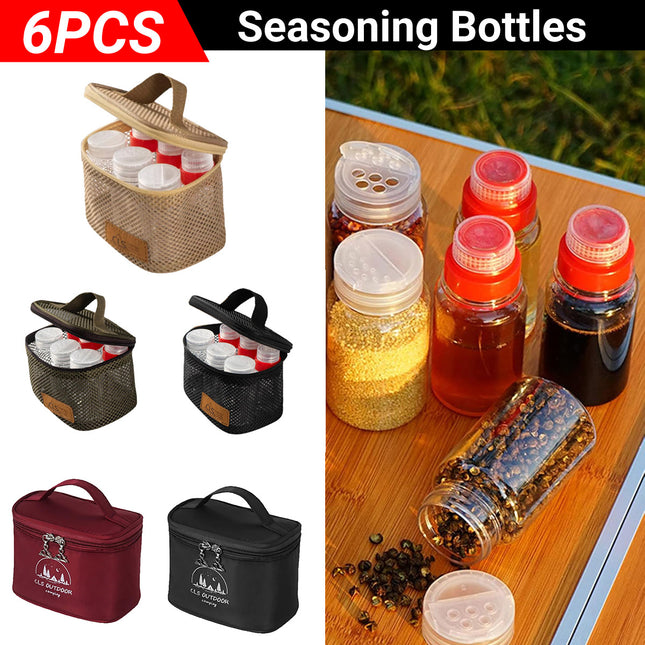 6pcs Mini Seasoning Bottle Set Portable Kitchen BBQ Camping Spice Container Box