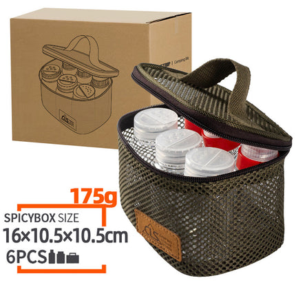 6pcs Mini Seasoning Bottle Set Portable Kitchen BBQ Camping Spice Container Box