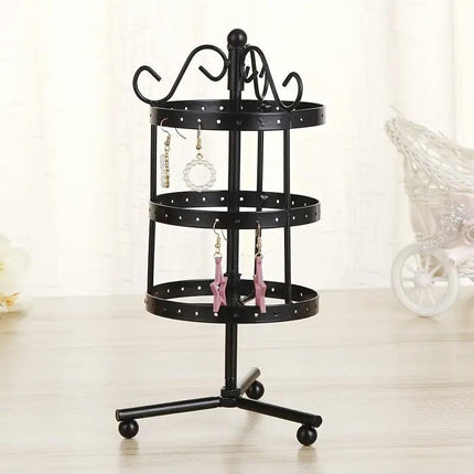 3 Tier Round Rotating Earring Display Stand Jewelry Holder Hanger for Earrings