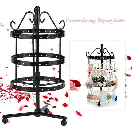 3 Tier Round Rotating Earring Display Stand Jewelry Holder Hanger for Earrings