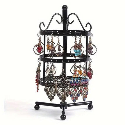 3 Tier Round Rotating Earring Display Stand Jewelry Holder Hanger for Earrings