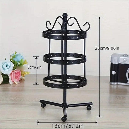 3 Tier Round Rotating Earring Display Stand Jewelry Holder Hanger for Earrings
