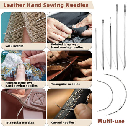 Hand Sewing Kit Canvas Leather Craft 31 or 37PCS Big Eye Needles Cotton Thread