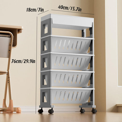 Trolley Deskside Book Storage Bookshelf Removable Floor Shelf for Home Office