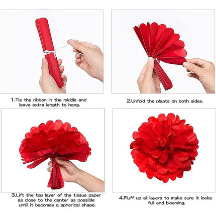 Decorative Paper Flower Balls 10pcs Party Hanging Pom Pom Wedding Event Decor