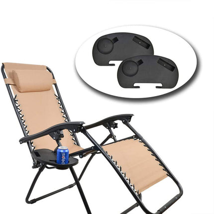 2pcs Clip On Side Table Tray Cup Holder For Sun Lounger Camping Chair Outdoor