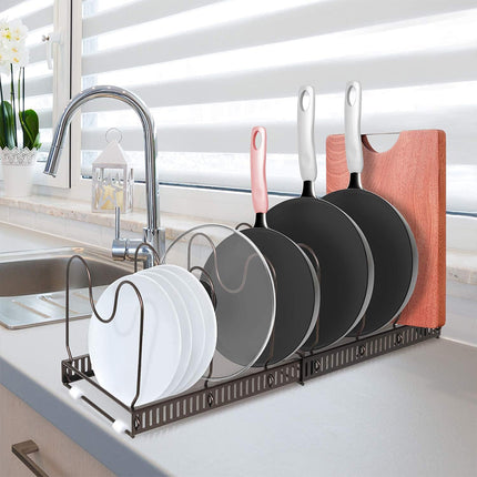 Retractable Kitchen Storage Rack Pot Lid Holder Cutting Board Organizer Stand