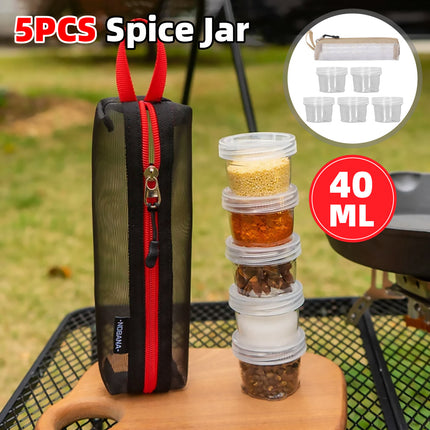5PCS Outdoor Camping Spice Container Set Travel BBQ Seasoning Storage Box Use