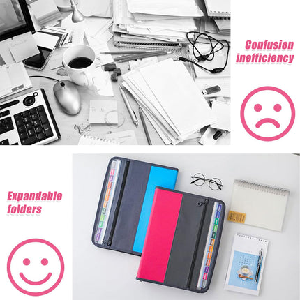 Double Zipper 13 Pocket Accordion File Folder Waterproof Durable for Documents