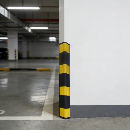 2PCS Parking Lot Corner Protector Heavy Duty Rubber Highlight Reflection Durable