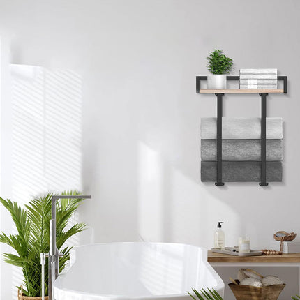 Wall Mounted Bathroom Towel Rack Storage Shelf Multifunctional Holder For Towels