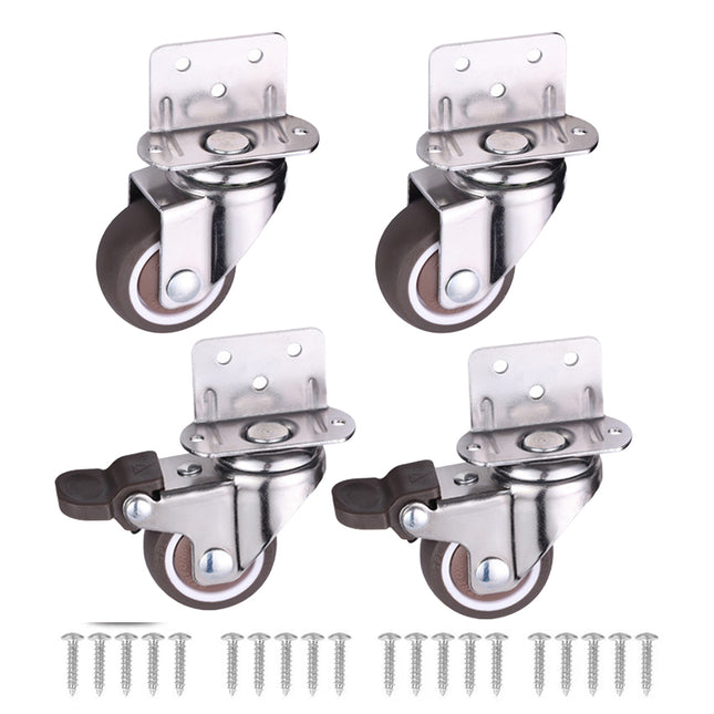 L Type Furniture Casters 4pcs 90-Degree Right Angle Small Wheel Furniture Wheels
