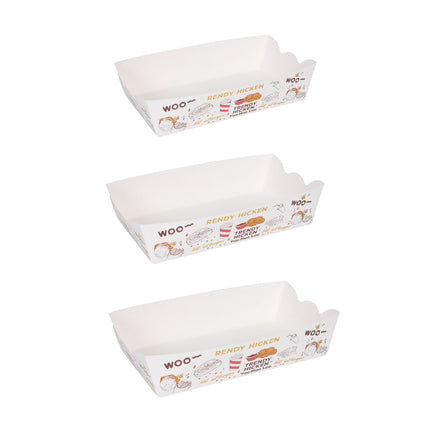 100pcs Paper Food Trays Large Disposable Boats for Hot Dog Taco Nacho Party Use