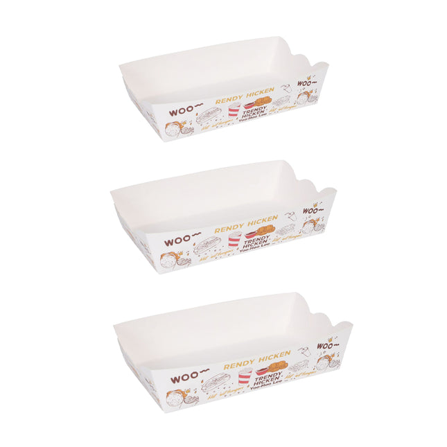 100pcs Paper Food Trays Large Disposable Boats for Hot Dog Taco Nacho Party Use