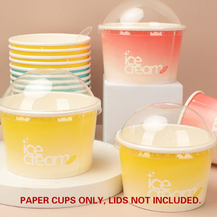 100PCS 4oz Ice Cream Cups Paper Cups Food-Grade Water-Proof Oil-Proof Takeaway