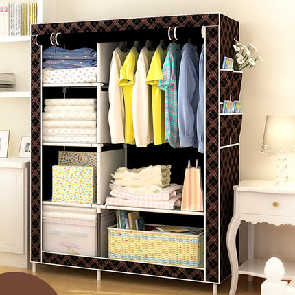Simple Steel Frame Wardrobe Sturdy Dust-Proof for Clothes Hat Coat Storage Use