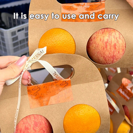50PCS Kraft Paper Packaging Box Fruit Gift Bag Single Double Handle for Party