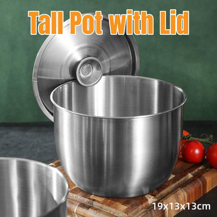 Stainless Steel Basin Kitchen Soup Pot with Lid Cooking Household Use Durable