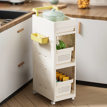 Multi Function Pull Type Storage Cart Rolling Trolley 2/3/4 Tier Space Saving