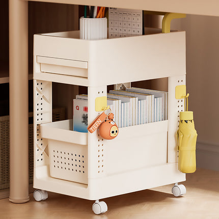 Multi Function Pull Type Storage Cart Rolling Trolley 2/3/4 Tier Space Saving