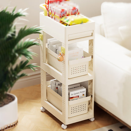 Multi Function Pull Type Storage Cart Rolling Trolley 2/3/4 Tier Space Saving