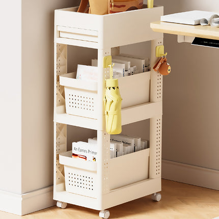 Multi Function Pull Type Storage Cart Rolling Trolley 2/3/4 Tier Space Saving