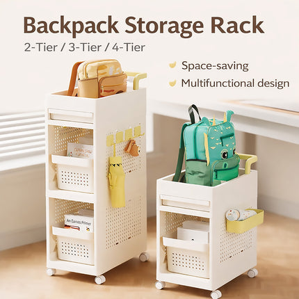 Multi Function Pull Type Storage Cart Rolling Trolley 2/3/4 Tier Space Saving