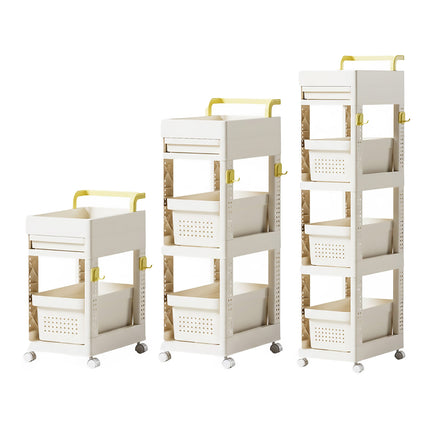 Multi Function Pull Type Storage Cart Rolling Trolley 2/3/4 Tier Space Saving