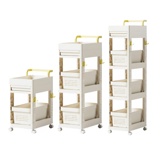 Multi Function Pull Type Storage Cart Rolling Trolley 2/3/4 Tier Space Saving