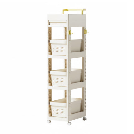 Multi Function Pull Type Storage Cart Rolling Trolley 2/3/4 Tier Space Saving