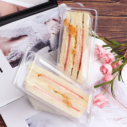 100pcs Transparent Sandwich Packaging Box Plastic Triangle for Baked Snacks